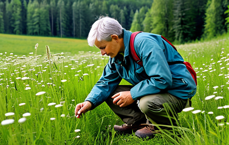Field Biologist at Work**

"A professional biologist, fully clothed in appropriate field attire (hiking boots, cargo pants, field jacket), meticulously documenting plant species in a lush meadow in the Barycz Valley, Poland. Natural lighting, perfect anatomy, correct proportions, well-formed hands, proper finger count, safe for work, appropriate content, family-friendly, professional photography, high quality."

**