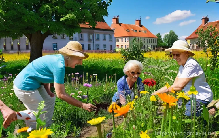 생물다양성 보전 실무 프로젝트 - **Prompt 1: Vibrant Community Meadow Creation**
"A bright, cheerful outdoor scene in a Polish to...