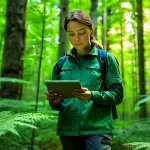 Home 16 생물다양성 보전 전문가 이직 시 전략 - **Prompt:** A female biodiversity specialist, in her late 30s, stands in a lush, temperate forest. S...