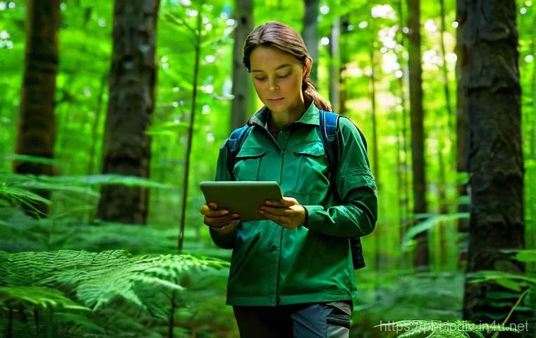 생물다양성 보전 전문가 이직 시 전략 - **Prompt:** A female biodiversity specialist, in her late 30s, stands in a lush, temperate forest. S...