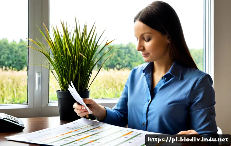 생물다양성 보전 분야 연봉 트렌드 - Photorealistic Polish biodiversity conservation specialist reviewing a neatly organized compensation...